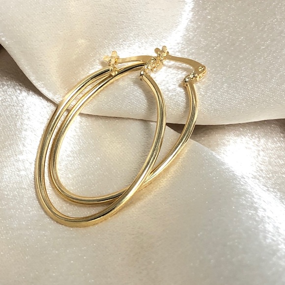 Jewelry - 18k Gold Filled Tube Oval Hoop Earrings